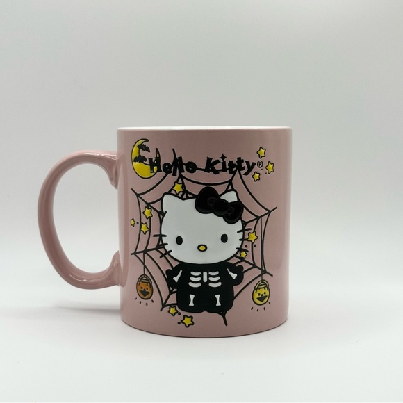 Brand new Sanrio Hello Kitty Skeleton Pink Spiderweb Halloween Mug - Picture 2 of 2